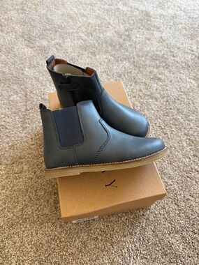 Jamie Kay Navy Leather Ankle Boots Size 29/11.5